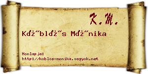 Köblös Mónika névjegykártya